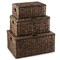 Casafield Water Hyacinth Rectangular Storage Baskets with Lids, Multipurpose Shelf Organization Totes for Bedroom, Bathroom, Laundry, Home Office